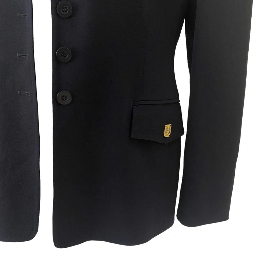 ESCADA wool navy black blazer jacket sz 38 - business casual - formal - stretchy - Picture 12 of 13